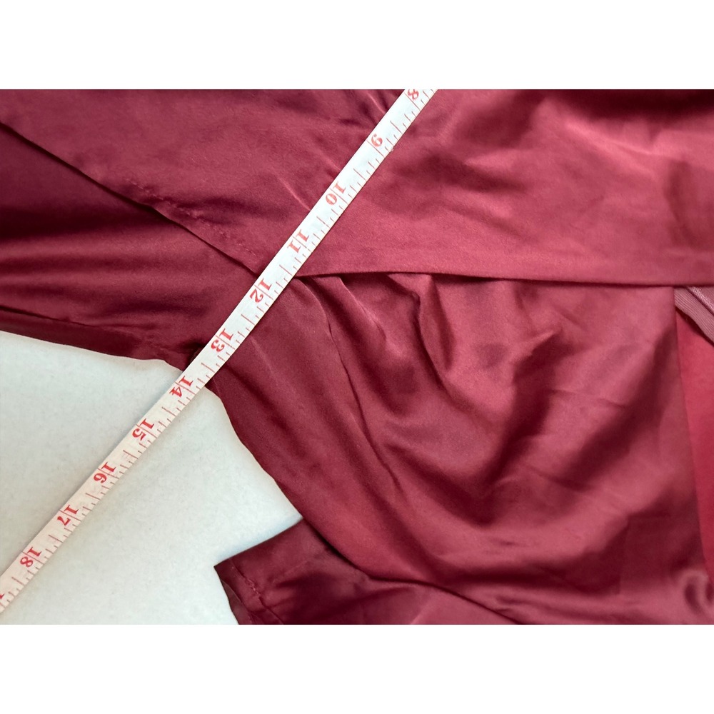 JessaKae Burgundy Satin Wrap Midi Dress Short Sleeve Wine PSD1917-J Small - Picture 4 of 9